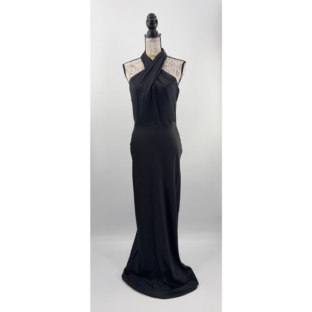 B55 Veronica Beard Alberta Silk Evening Gown Dress 8 Halter Long Wedding Guest - Picture 6 of 13